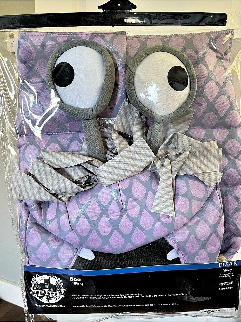 Disney Pixar Boo Infant Costume Purple Gray 12-18M